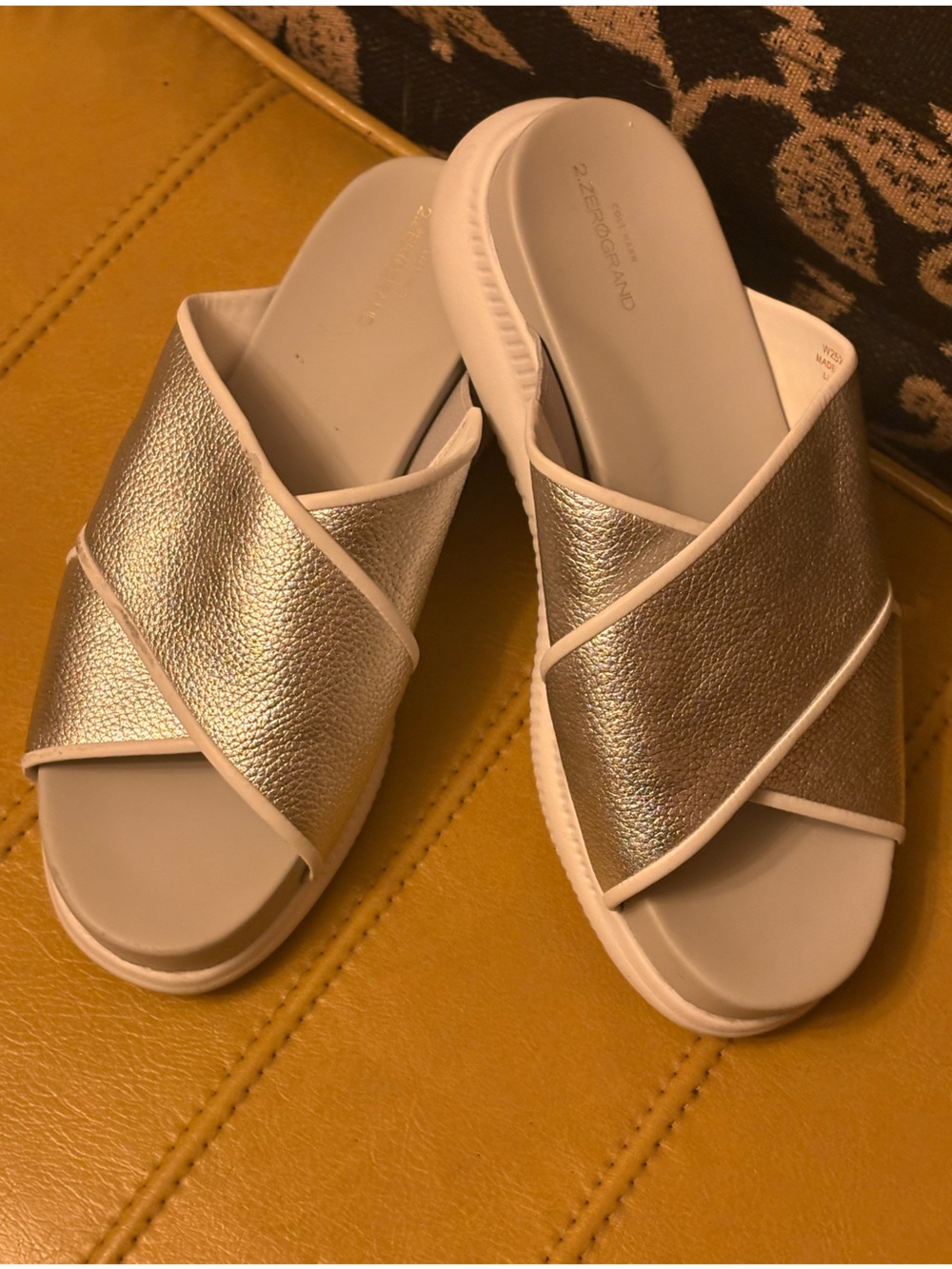 Cole Haan Metallic Silver Slide Sandals